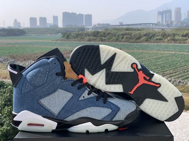 Air Jordan 6 Washed Denim Jeans Men's Basketball Shoes-090 - Click Image to Close